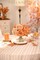 Artificial Flowers Arrangements in Vase with Faux Water, Artificial Orange Champagne Silk Rose Bouquet with Vase for Winter Spring Seasonal Home Wedding Party Centerpieces Decor & Mom's Gift